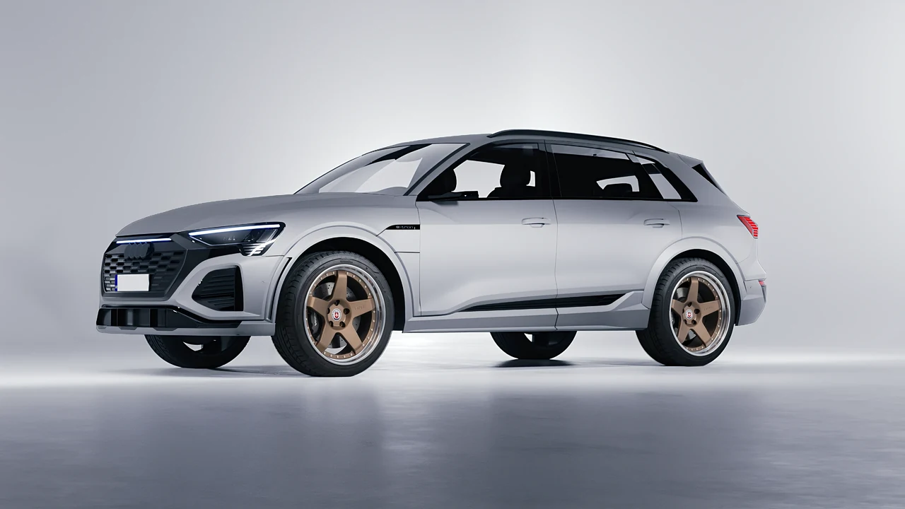 Audi SQ8 e-tron 2024 on HRE Performance Wheels C105 forged wheels, front three-quarter view