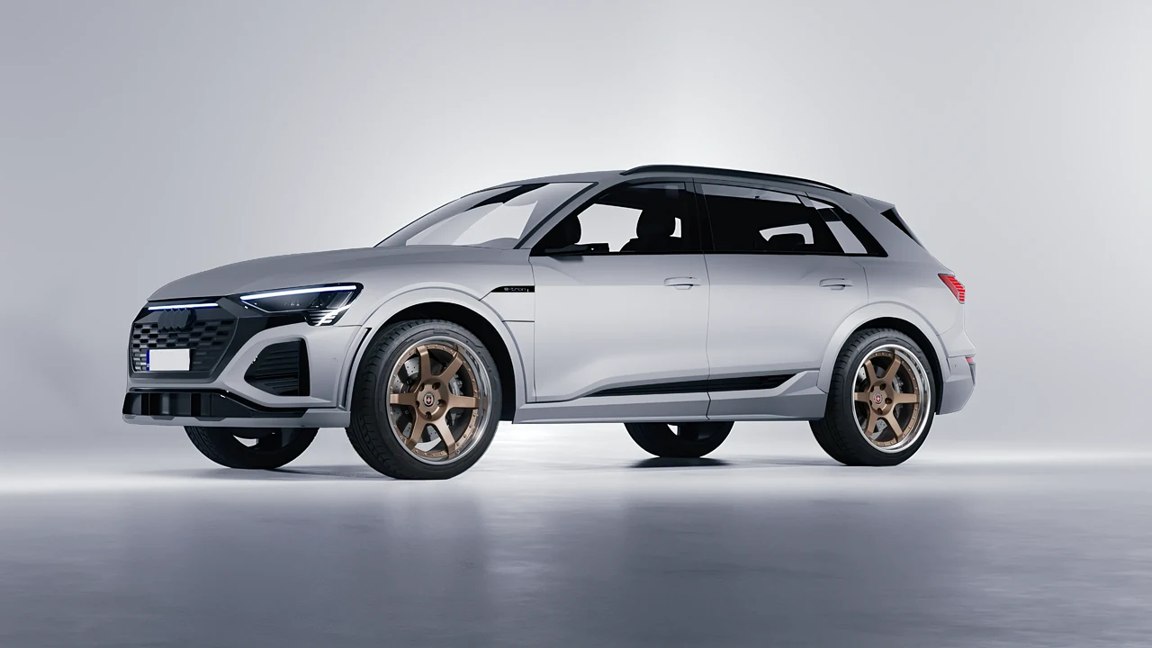 Audi SQ8 e-tron 2024 on HRE Performance Wheels C106 forged wheels, front three-quarter view