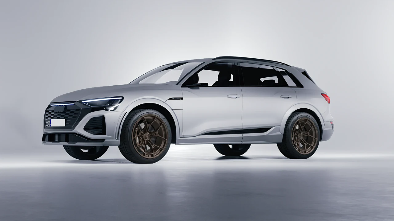 Audi SQ8 e-tron 2024 on HRE Performance Wheels P301 forged wheels, front three-quarter view