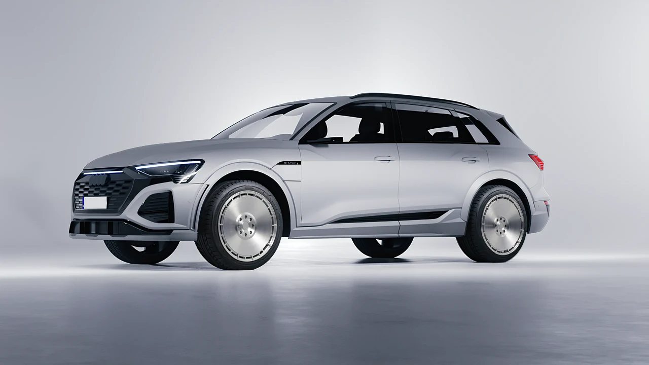 Audi SQ8 e-tron 2024 on RDB LA Zero forged wheels, front three-quarter view