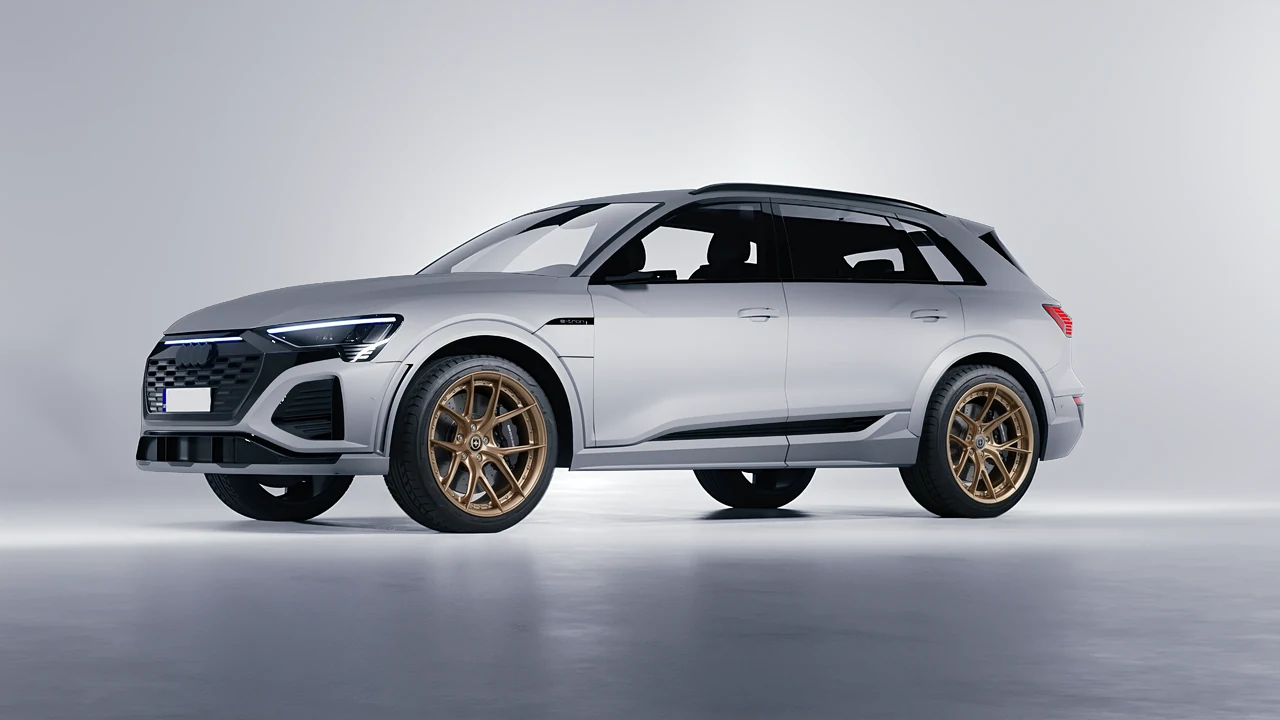 Audi SQ8 e-tron 2024 on HRE Performance Wheels S101SC forged wheels, front three-quarter view