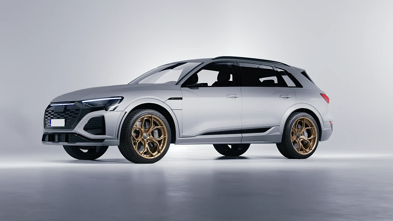 Audi SQ8 e-tron 2024 on HRE Performance Wheels S111SC forged wheels, front three-quarter view