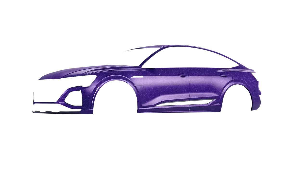 Audi SQ8 Sportback e-tron 2024 wrapped in Purple (Avery Dennison SW900-587-D), front three-quarter view