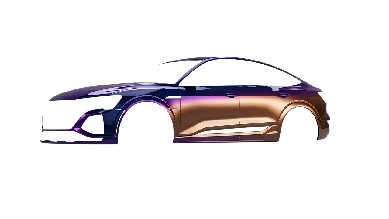 Audi SQ8 Sportback e-tron 2024 wrapped in Gloss Flip Deep Space (3M GP278), front three-quarter view