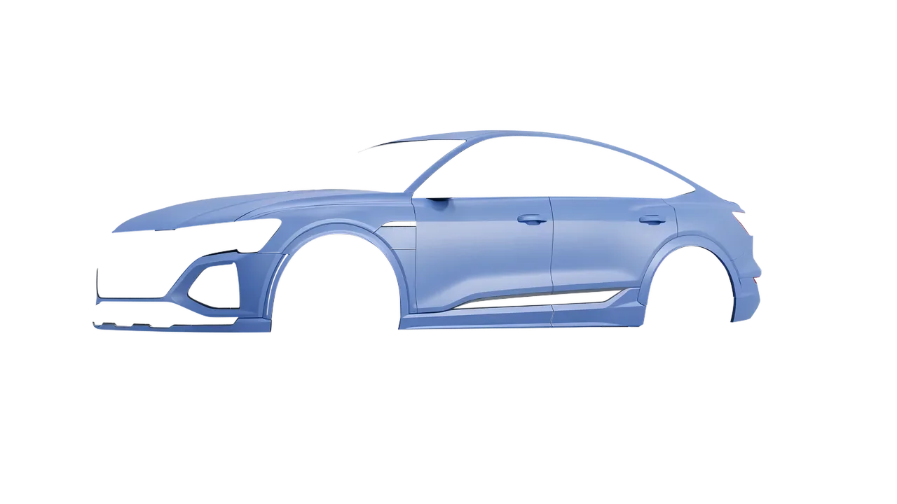 Audi SQ8 Sportback e-tron 2024 wrapped in Dreamline Blue (Avery Dennison SW900-616-O), front three-quarter view