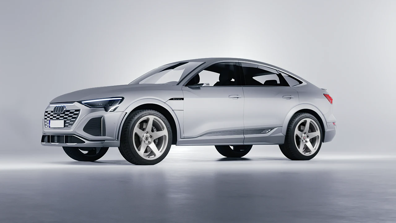 Audi SQ8 Sportback e-tron 2024 on HRE Performance Wheels 305M forged wheels, front three-quarter view