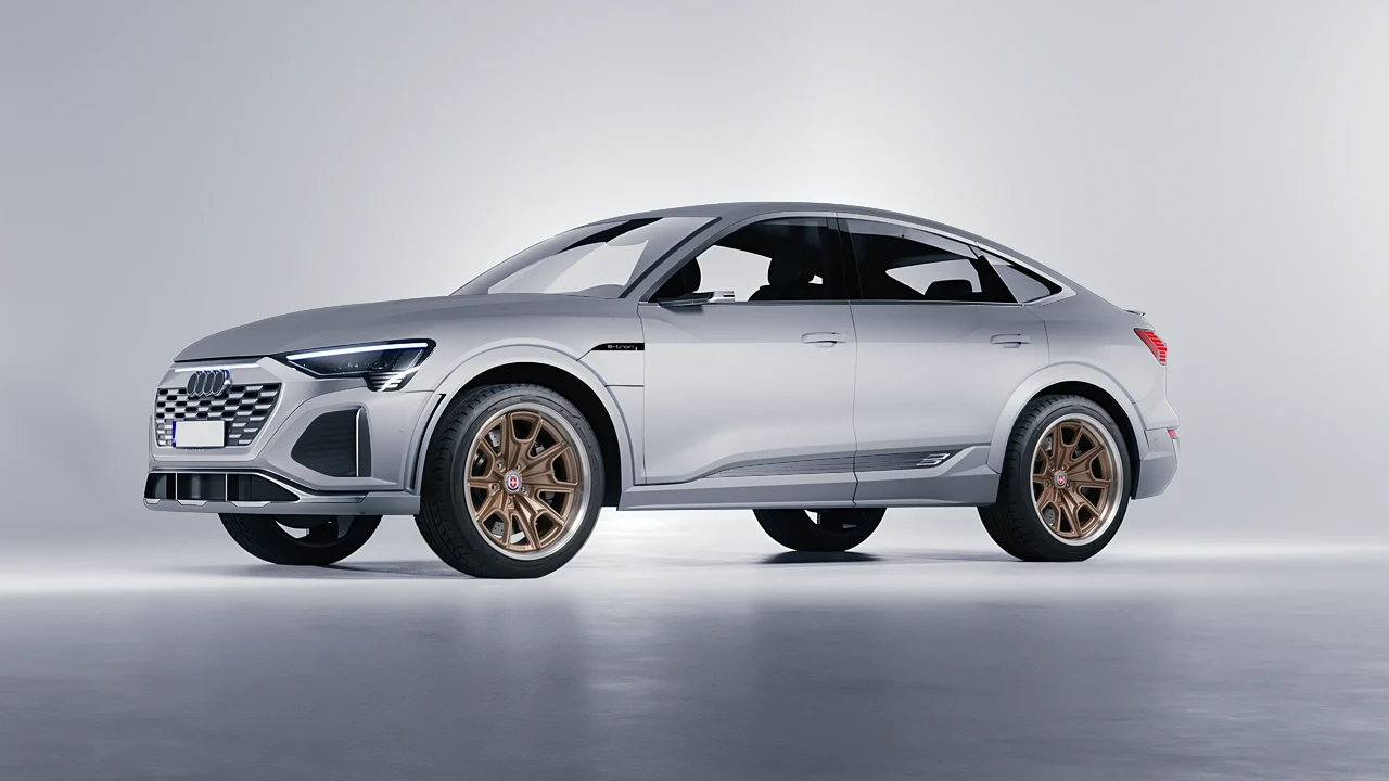 Audi SQ8 Sportback e-tron 2024 on HRE Performance Wheels 427 forged wheels, front three-quarter view