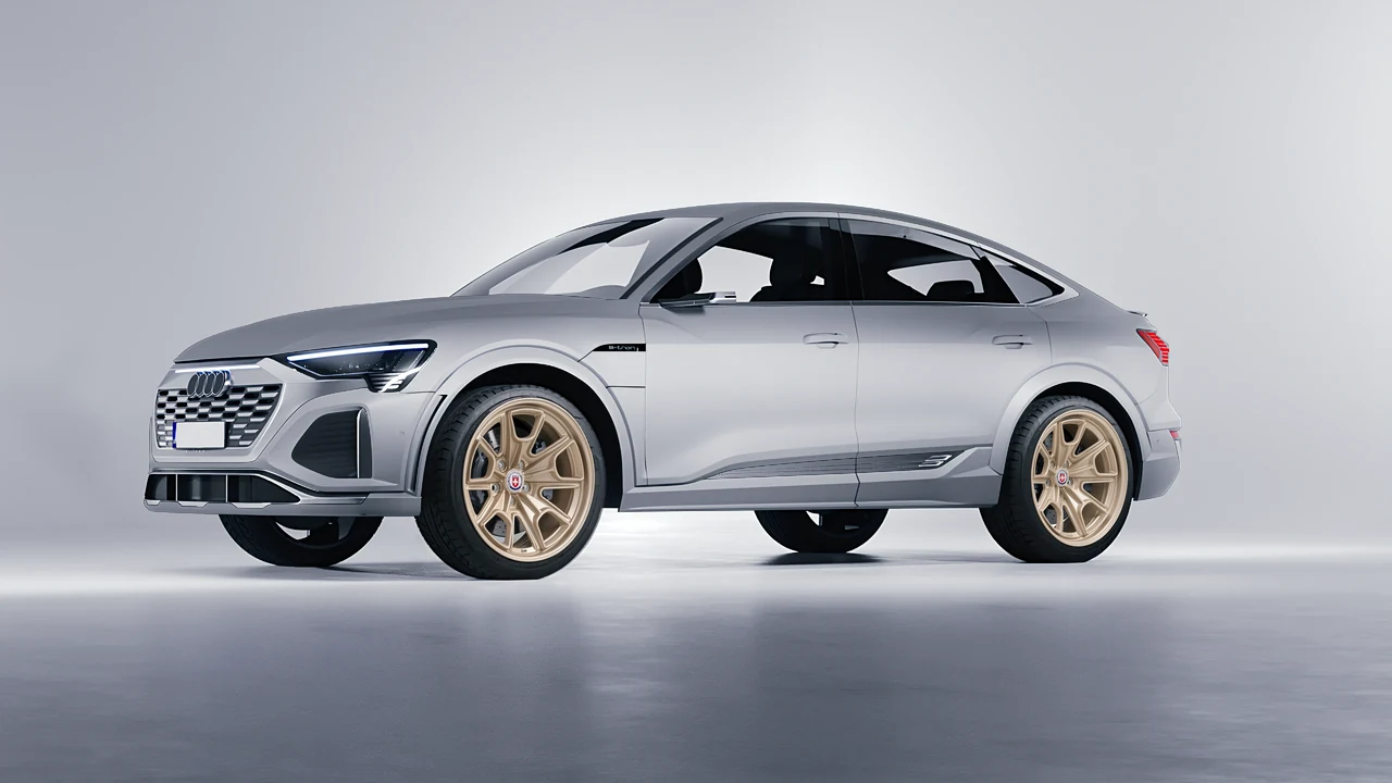 Audi SQ8 Sportback e-tron 2024 on HRE Performance Wheels 427M forged wheels, front three-quarter view