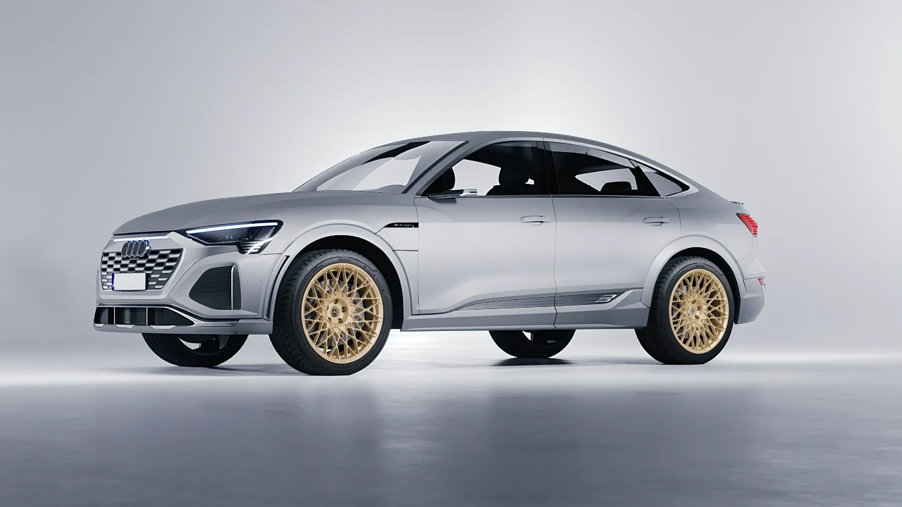 Audi SQ8 Sportback e-tron 2024 on HRE Performance Wheels 501M forged wheels, front three-quarter view
