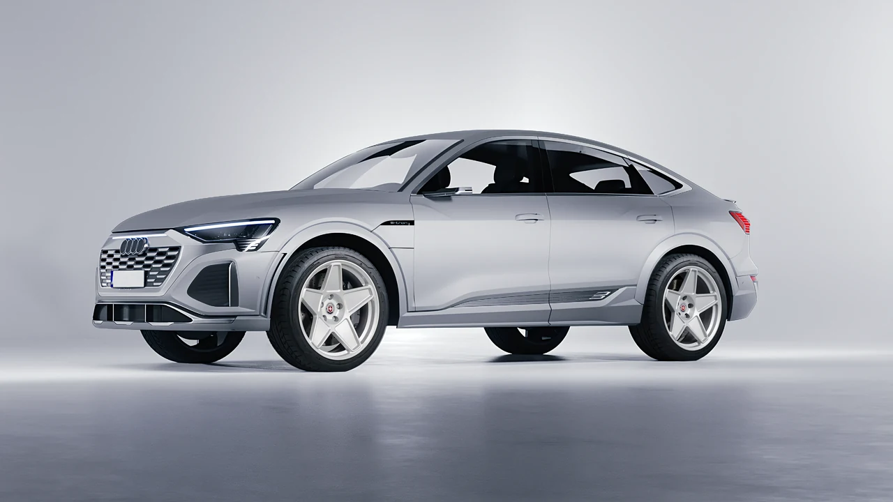 Audi SQ8 Sportback e-tron 2024 on HRE Performance Wheels 505M forged wheels, front three-quarter view