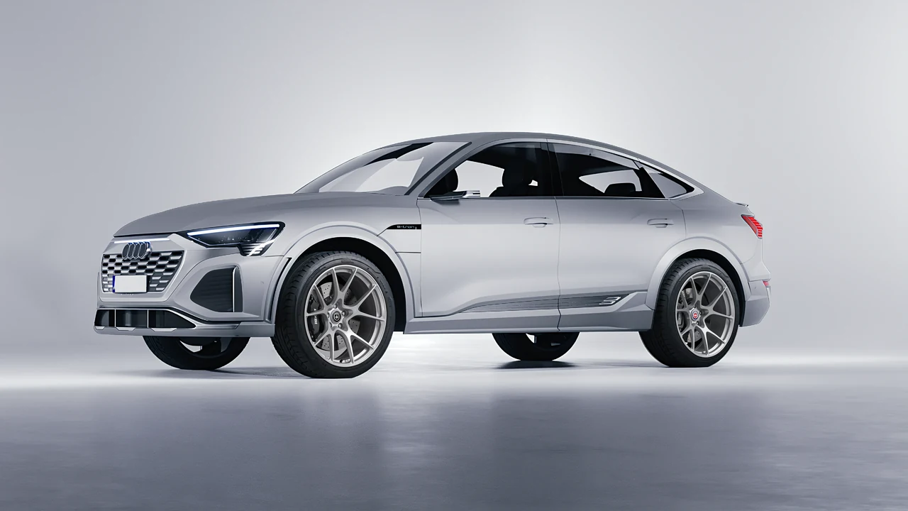Audi SQ8 Sportback e-tron 2024 on HRE Performance Wheels 521M forged wheels, front three-quarter view