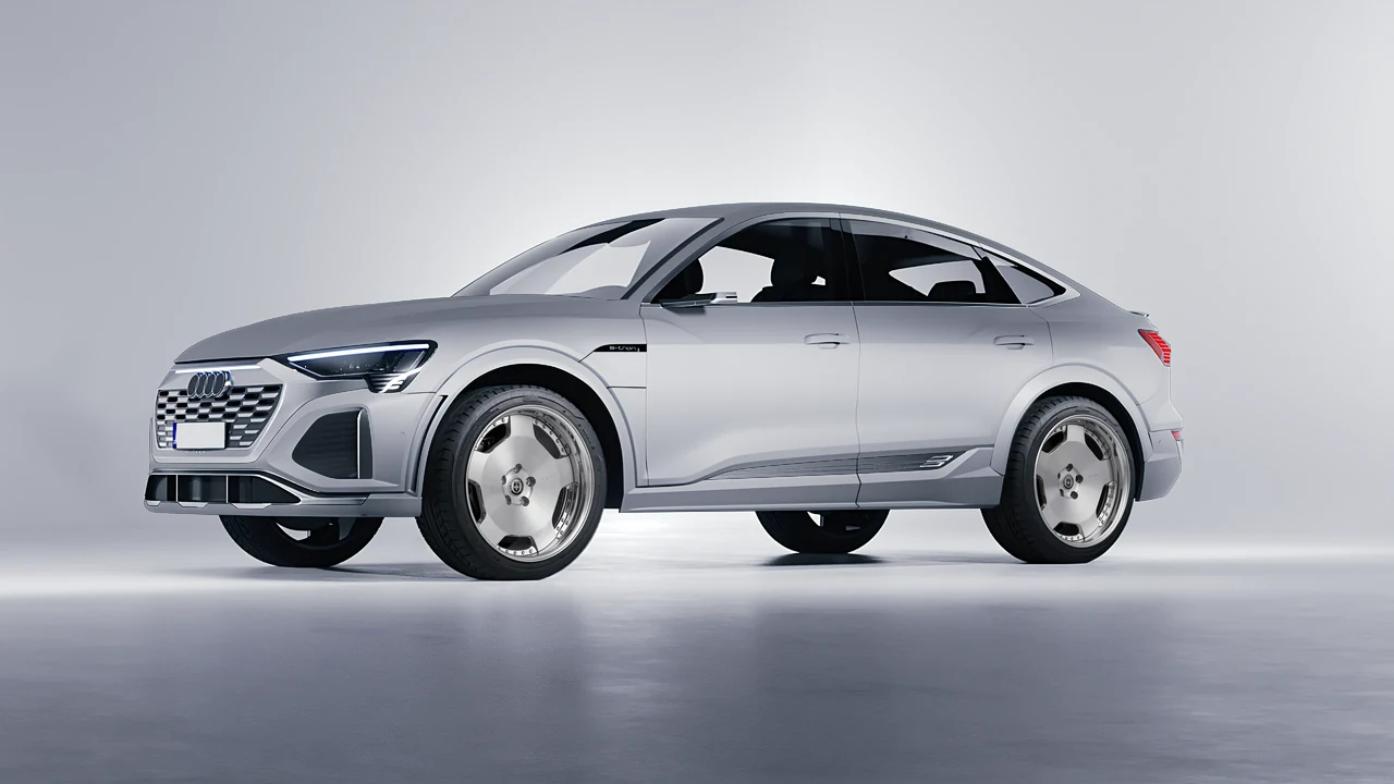 Audi SQ8 Sportback e-tron 2024 on HRE Performance Wheels 544 forged wheels, front three-quarter view