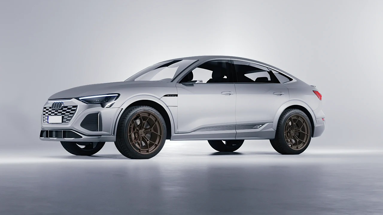 Audi SQ8 Sportback e-tron 2024 on HRE Performance Wheels P301 forged wheels, front three-quarter view