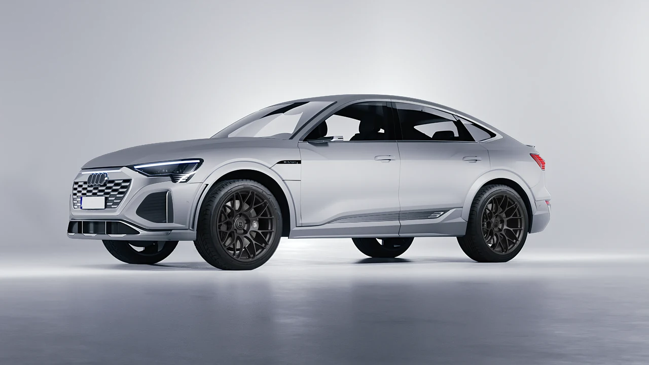 Audi SQ8 Sportback e-tron 2024 on HRE Performance Wheels RC100 forged wheels, front three-quarter view
