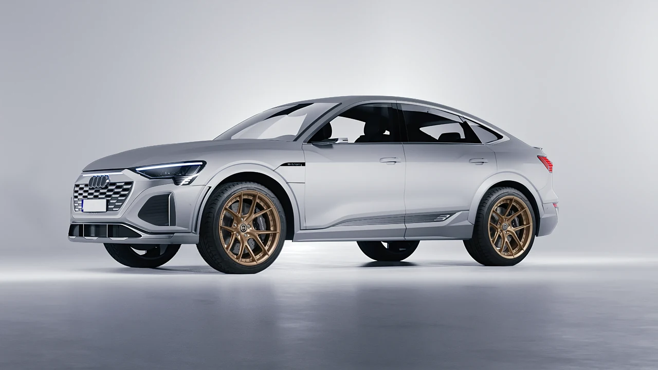 Audi SQ8 Sportback e-tron 2024 on HRE Performance Wheels S101SC forged wheels, front three-quarter view