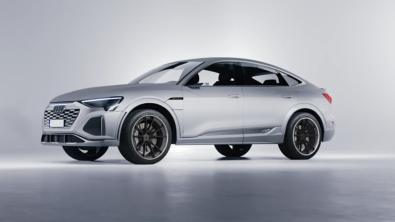 Audi SQ8 Sportback e-tron 2024 on HRE Performance Wheels S104 forged wheels, front three-quarter view