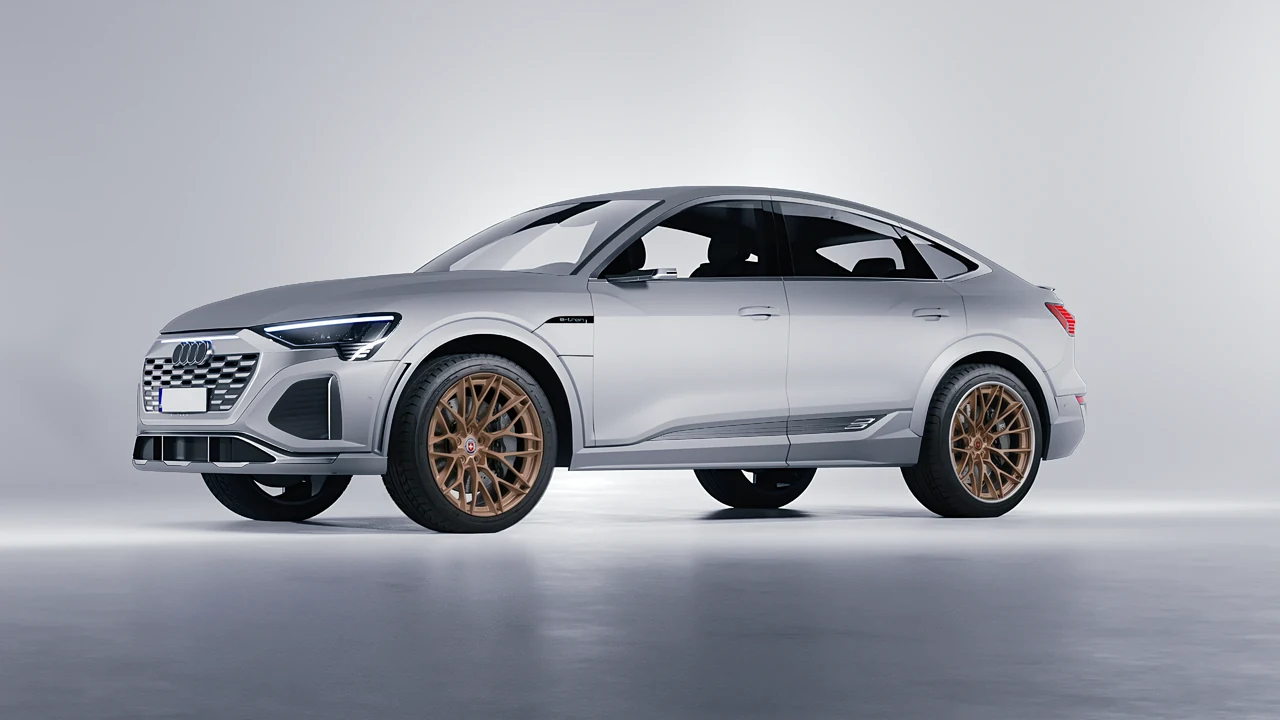 Audi SQ8 Sportback e-tron 2024 on HRE Performance Wheels S200H forged wheels, front three-quarter view