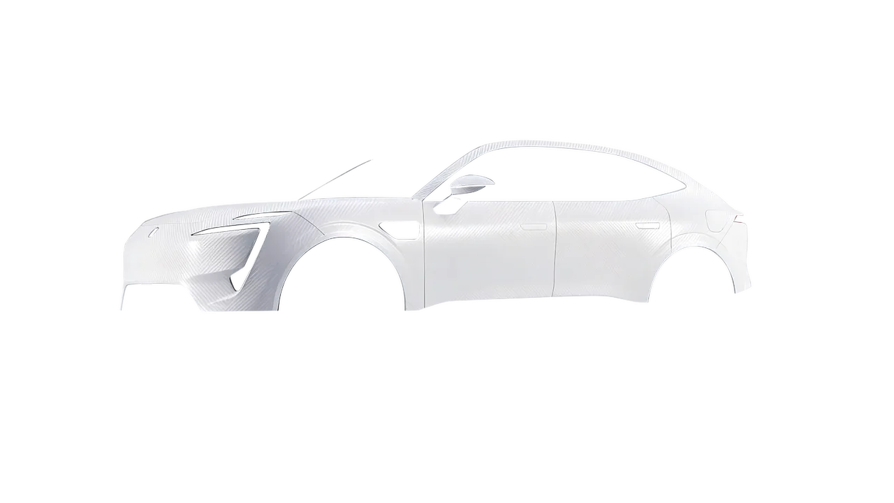 Avatr 11 2025 wrapped in Carbon Fiber White (Avery Dennison SW900-115-X), front three-quarter view