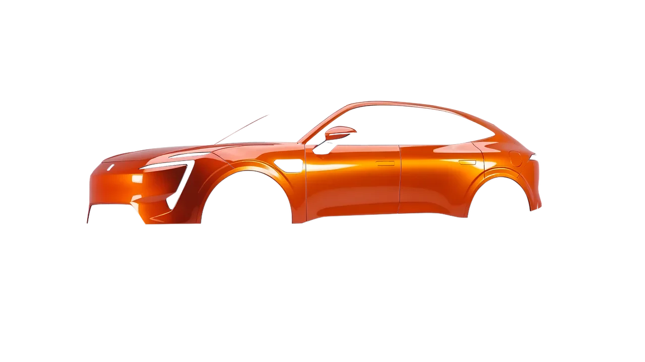 Avatr 11 2025 wrapped in Fiery Orange (3M G364), front three-quarter view