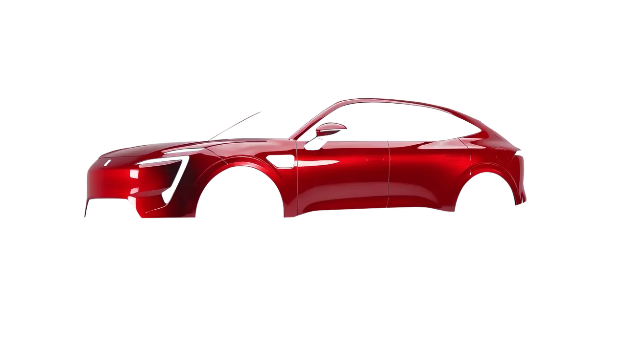 Avatr 11 2025 wrapped in Hot Rod Red (3M G13), front three-quarter view
