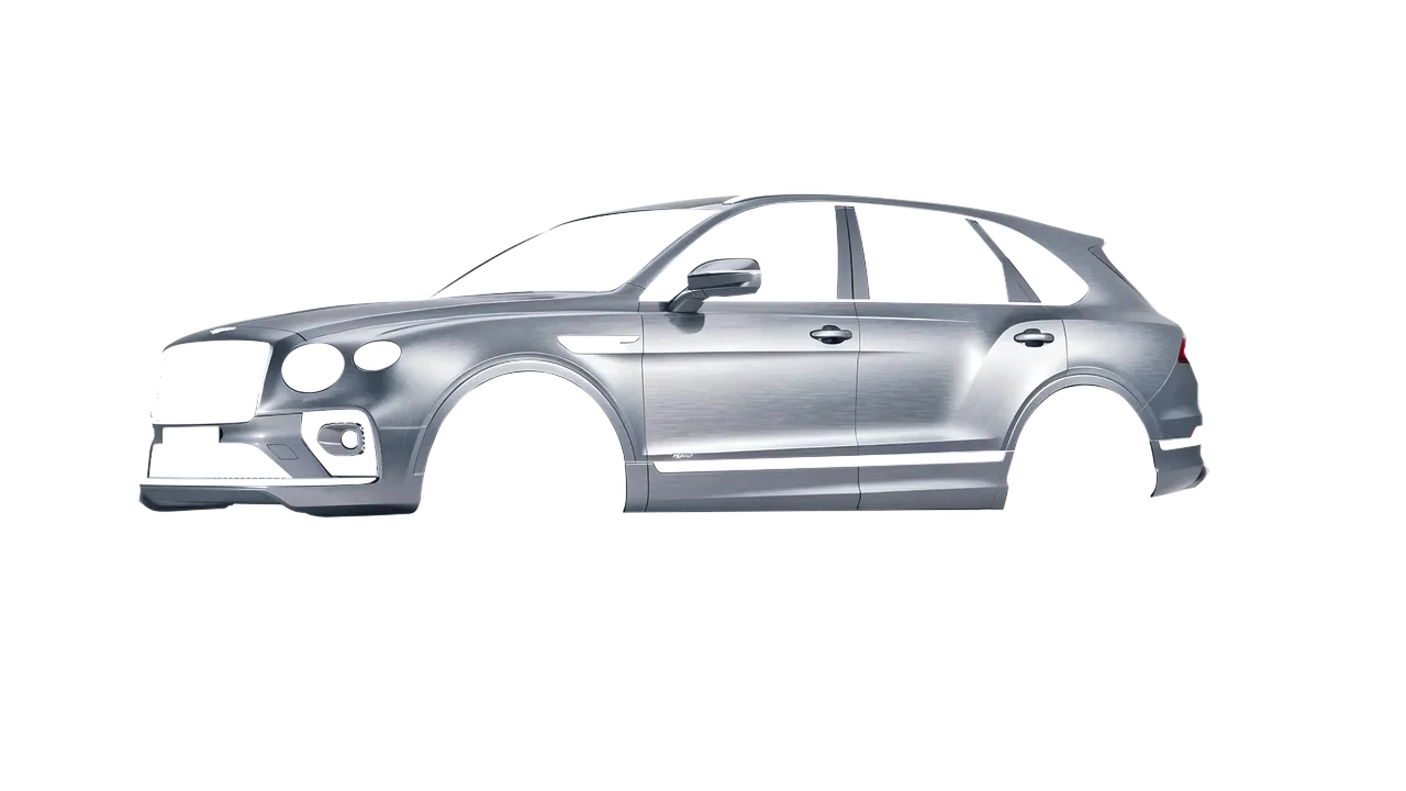 Bentley Bentayga Hybrid 2023 wrapped in Brushed Aluminum (Avery Dennison SW900-812-X), front three-quarter view