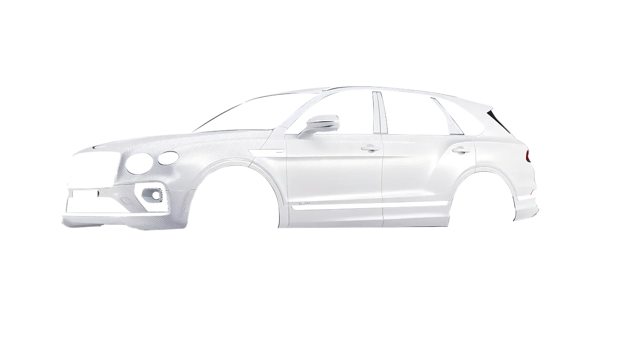 Bentley Bentayga Hybrid 2023 wrapped in Carbon Fiber White (Avery Dennison SW900-115-X), front three-quarter view