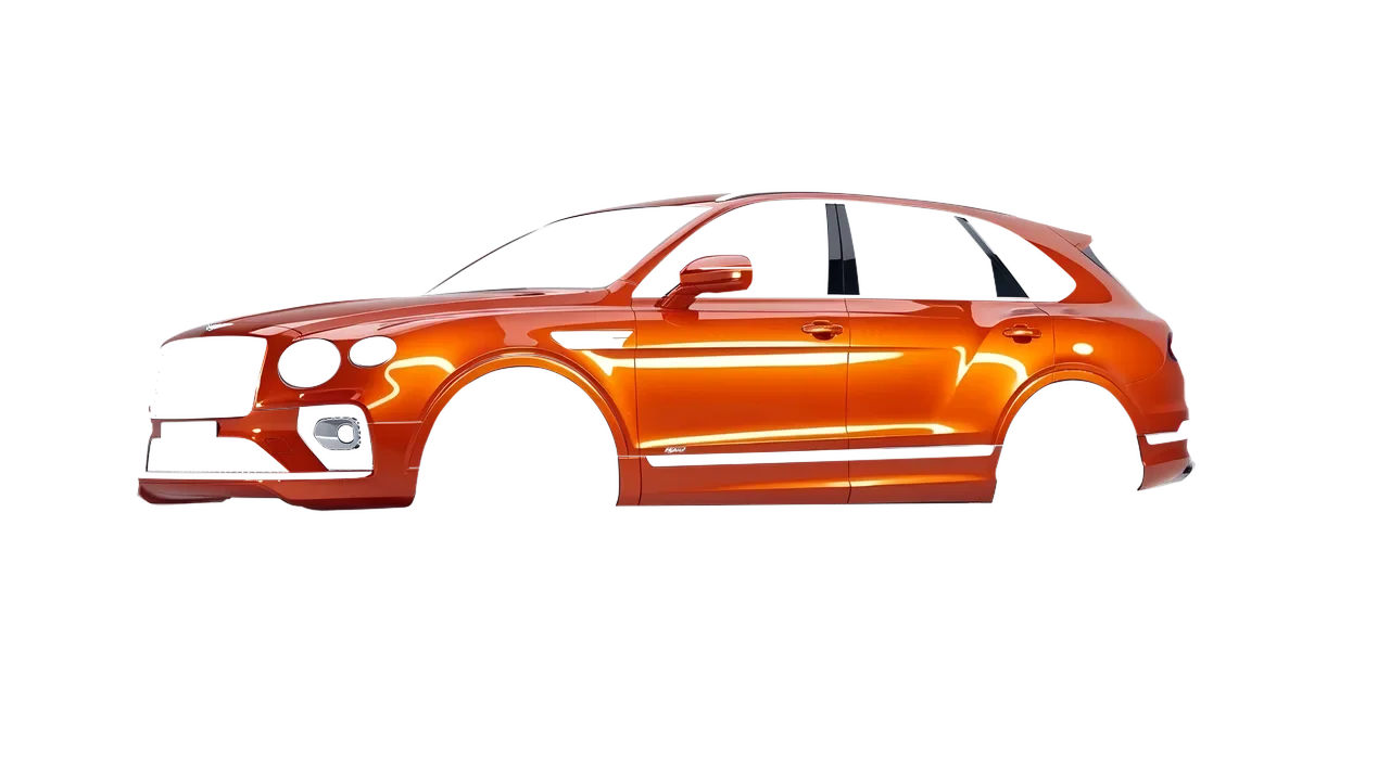 Bentley Bentayga Hybrid 2023 wrapped in Fiery Orange (3M G364), front three-quarter view
