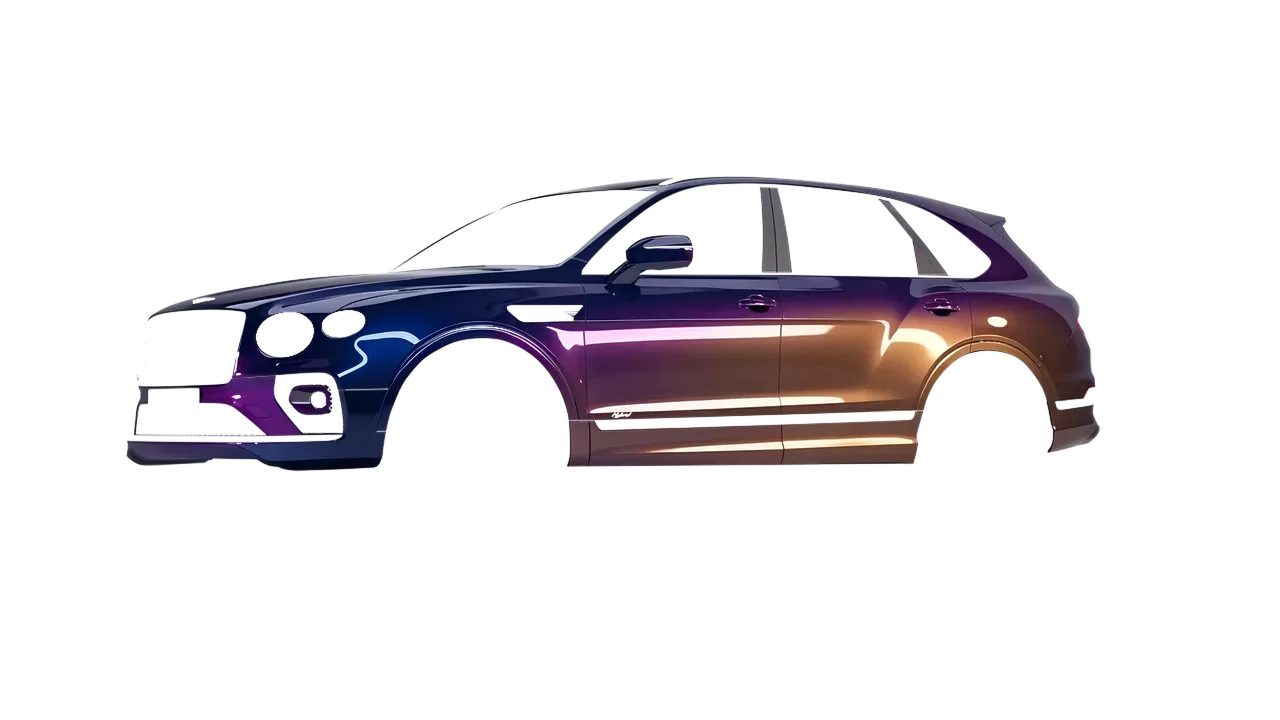 Bentley Bentayga Hybrid 2023 wrapped in Gloss Flip Deep Space (3M GP278), front three-quarter view