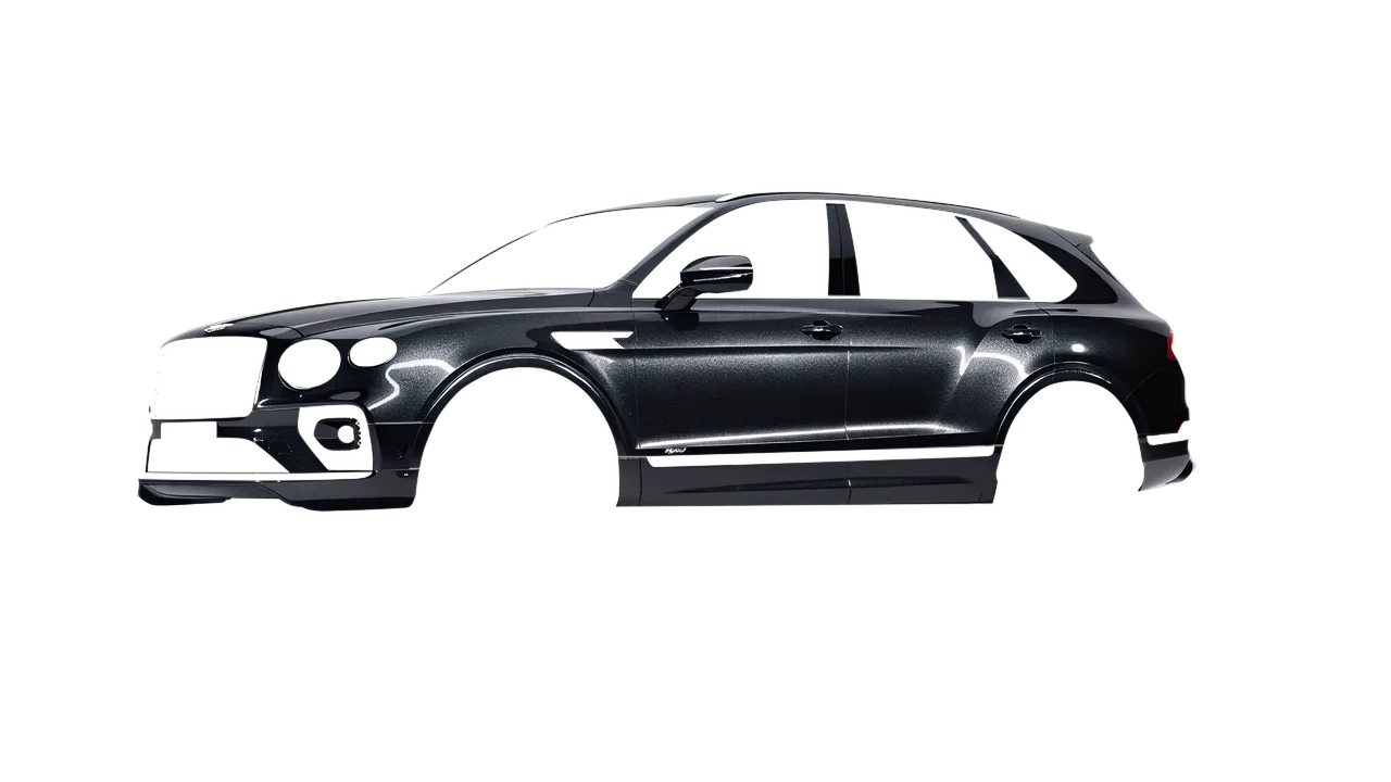 Bentley Bentayga Hybrid 2023 wrapped in Mystery Black (Avery Dennison SW900-184-M), front three-quarter view