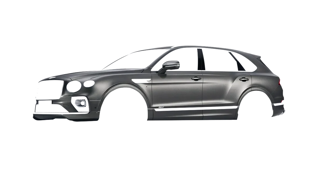Bentley Bentayga Hybrid 2023 wrapped in Black Rock Grey (Avery Dennison SW900-823-M), front three-quarter view