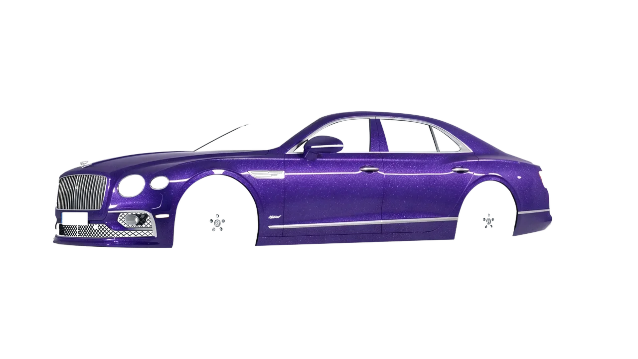Bentley Flying Spur Hybrid 2023 wrapped in Purple (Avery Dennison SW900-587-D), front three-quarter view