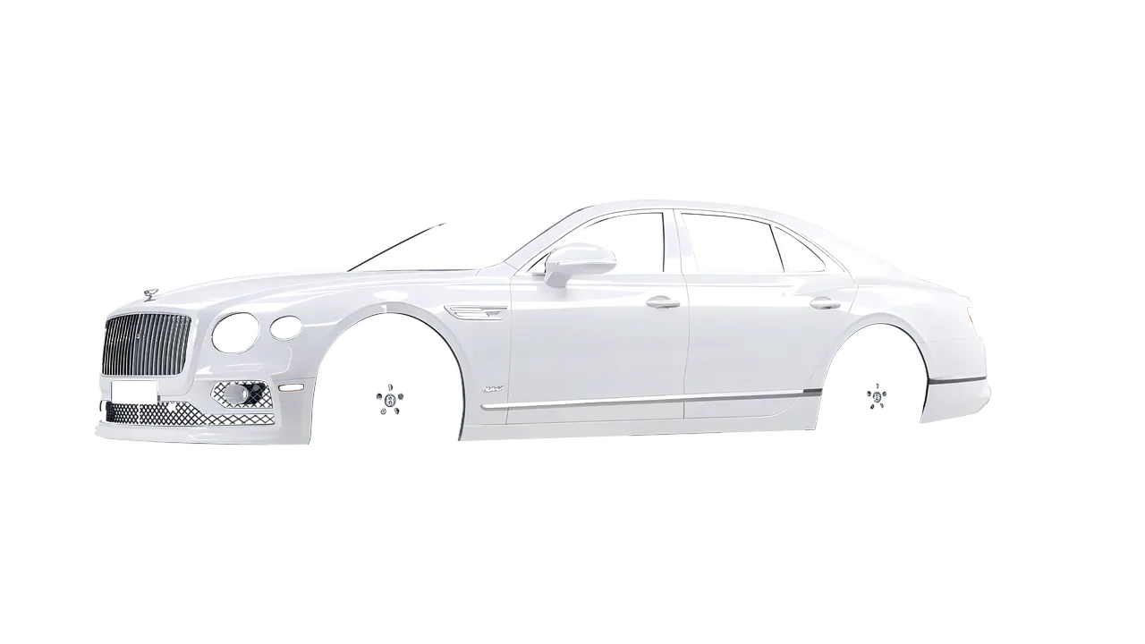 Bentley Flying Spur Hybrid 2023 wrapped in Gloss White (3M G10), front three-quarter view