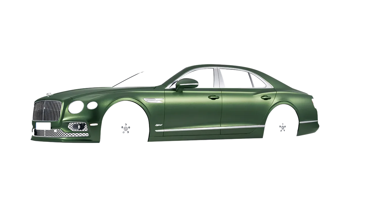 Bentley Flying Spur Hybrid 2023 wrapped in Apple Green (Avery Dennison SW900-745-M), front three-quarter view