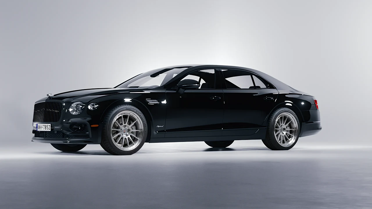 Bentley Flying Spur Hybrid 2023 on HRE Performance Wheels 303 forged wheels, front three-quarter view
