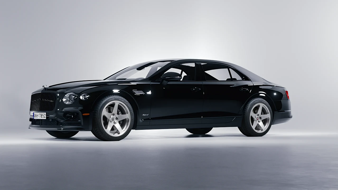 Bentley Flying Spur Hybrid 2023 on HRE Performance Wheels 305M forged wheels, front three-quarter view