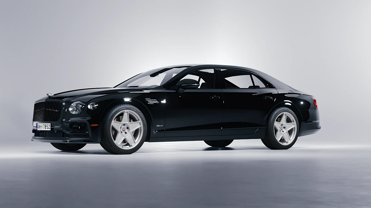 Bentley Flying Spur Hybrid 2023 on HRE Performance Wheels 505M forged wheels, front three-quarter view