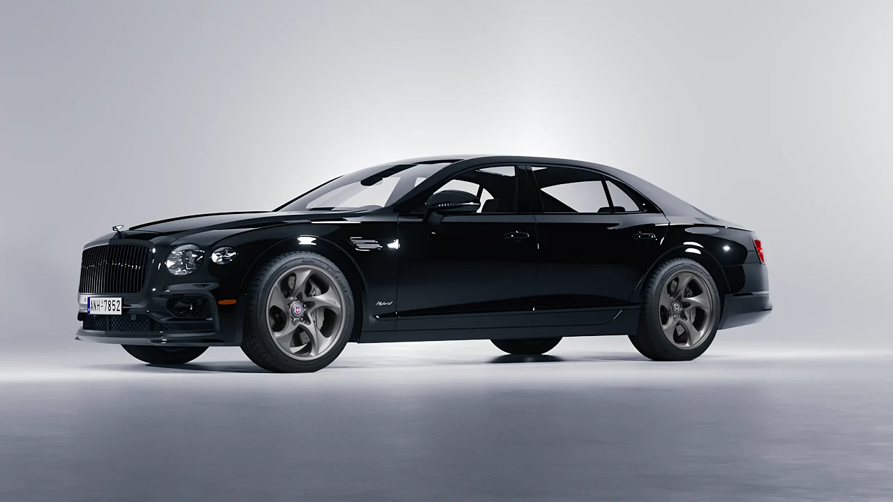 Bentley Flying Spur Hybrid 2023 on HRE Performance Wheels 522 forged wheels, front three-quarter view