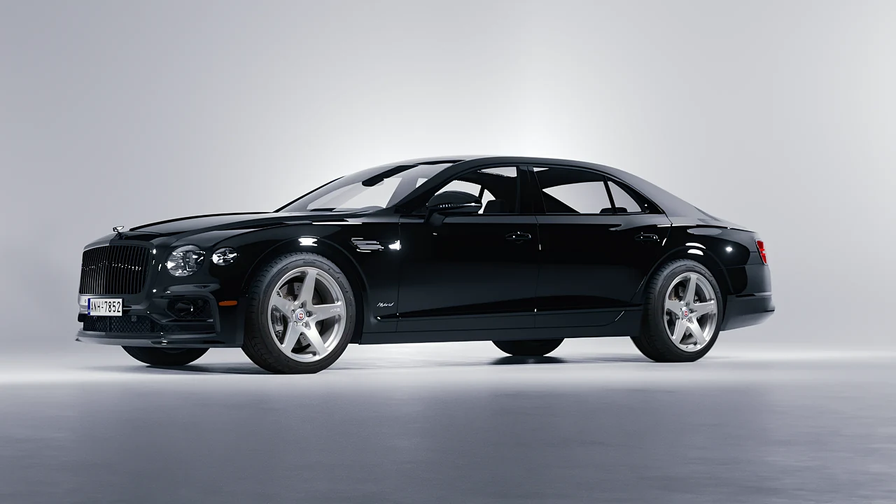 Bentley Flying Spur Hybrid 2023 on HRE Performance Wheels 527M forged wheels, front three-quarter view