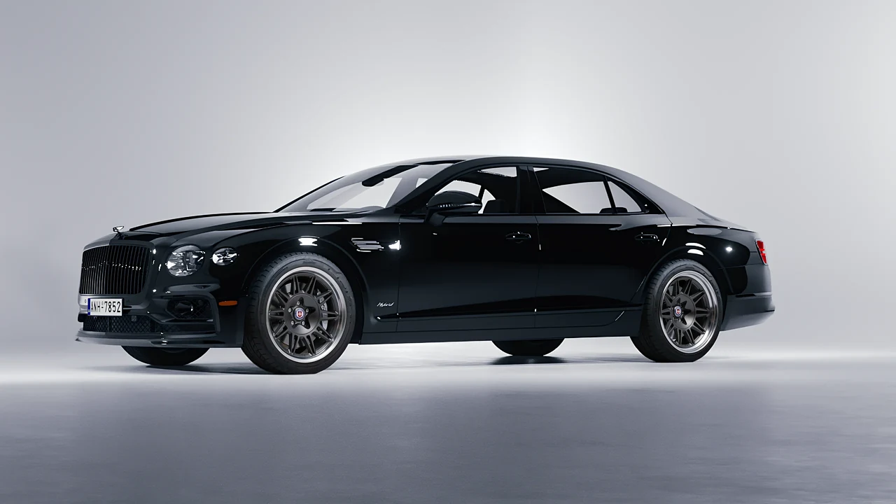 Bentley Flying Spur Hybrid 2023 on HRE Performance Wheels 528 forged wheels, front three-quarter view
