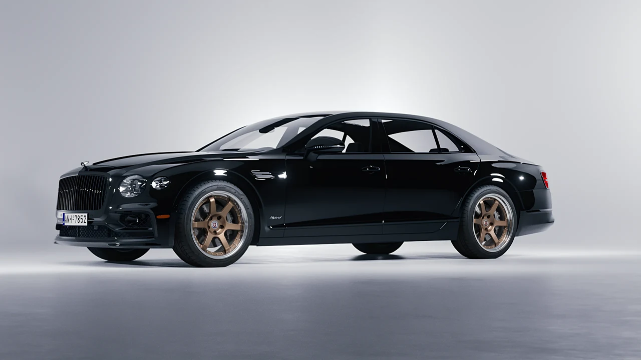 Bentley Flying Spur Hybrid 2023 on HRE Performance Wheels C106 forged wheels, front three-quarter view