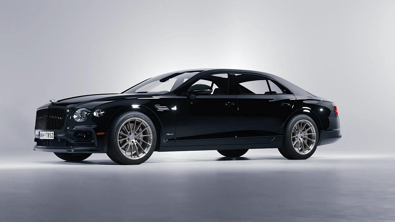 Bentley Flying Spur Hybrid 2023 on HRE Performance Wheels P103 forged wheels, front three-quarter view