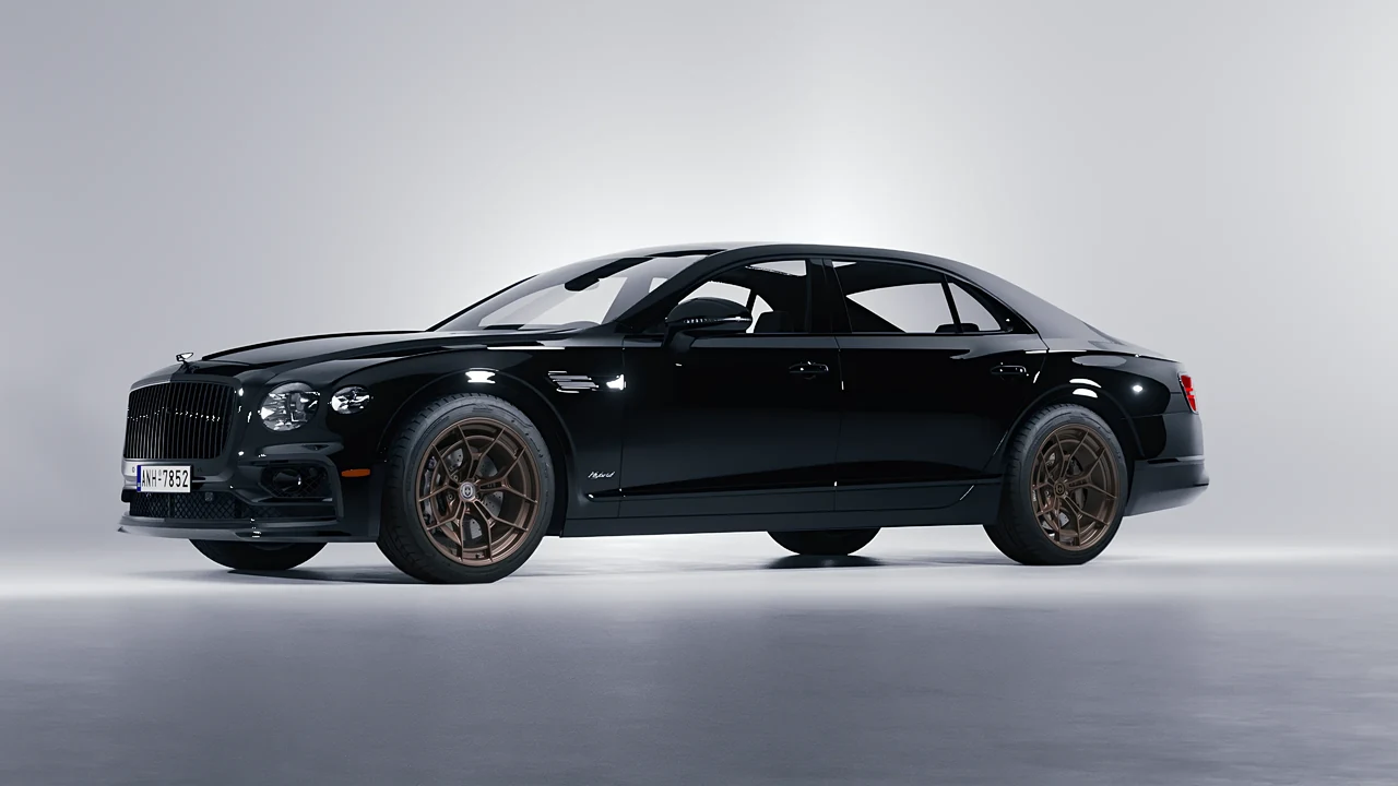 Bentley Flying Spur Hybrid 2023 on HRE Performance Wheels P301 forged wheels, front three-quarter view