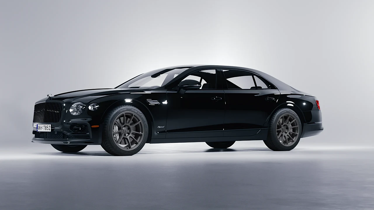 Bentley Flying Spur Hybrid 2023 on HRE Performance Wheels RC103 forged wheels, front three-quarter view