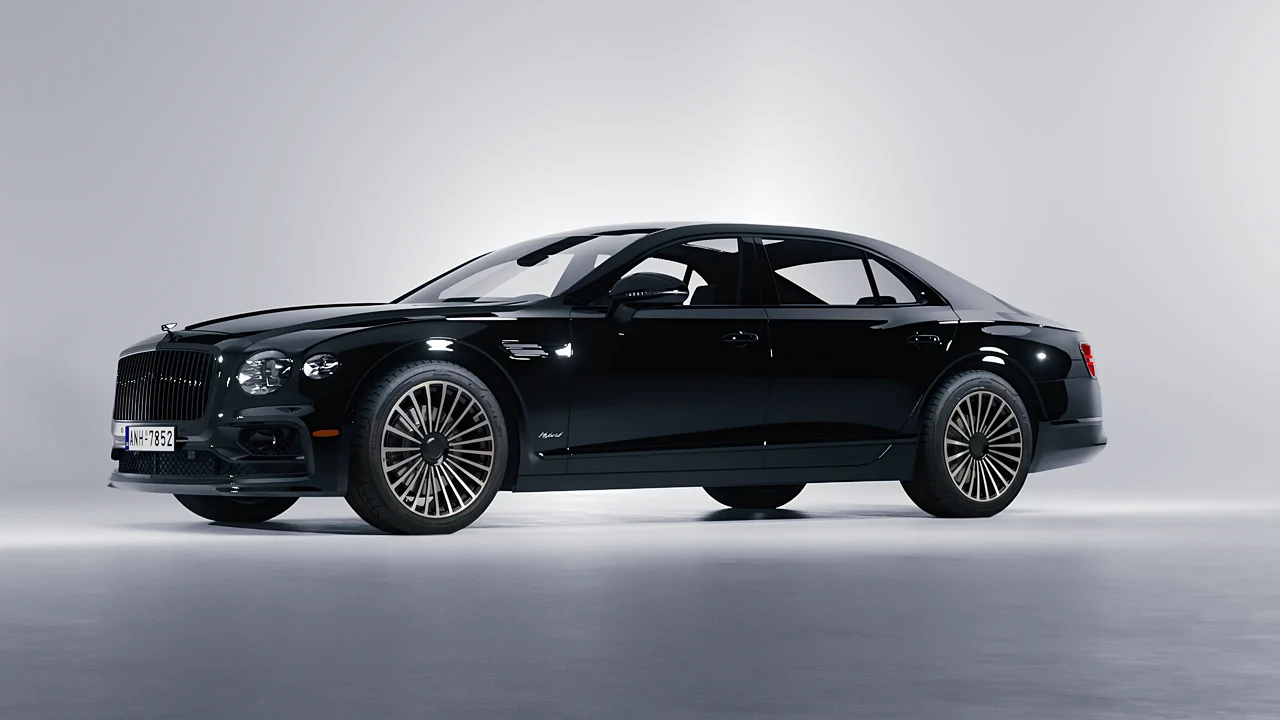 Bentley Flying Spur Hybrid 2023 on RDB LA Twenty Three forged wheels, front three-quarter view