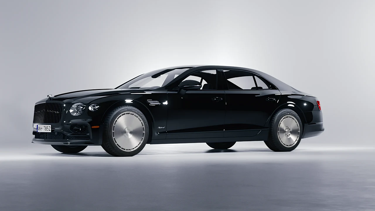 Bentley Flying Spur Hybrid 2023 on RDB LA Zero forged wheels, front three-quarter view