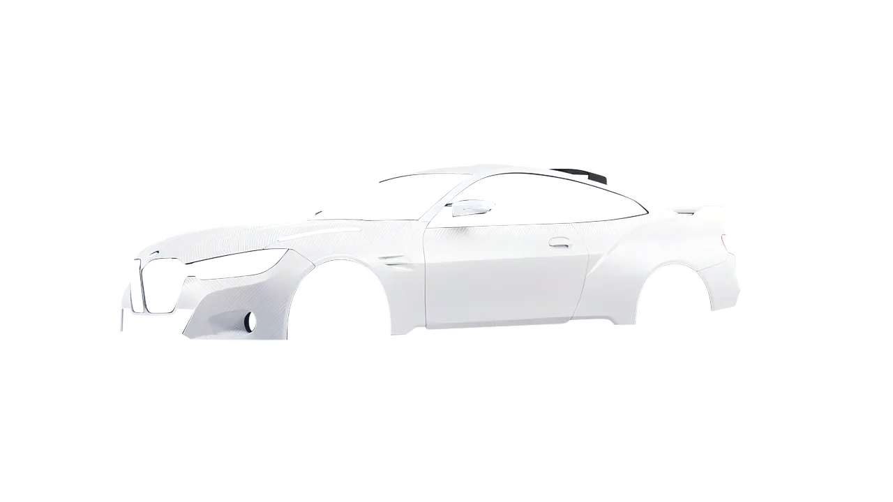 BMW 3.0 CSL 2023 wrapped in Carbon Fiber White (Avery Dennison SW900-115-X), front three-quarter view