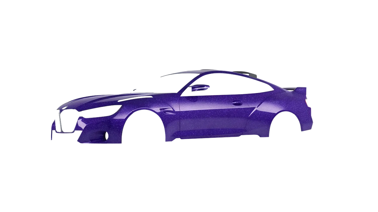 BMW 3.0 CSL 2023 wrapped in Purple (Avery Dennison SW900-587-D), front three-quarter view