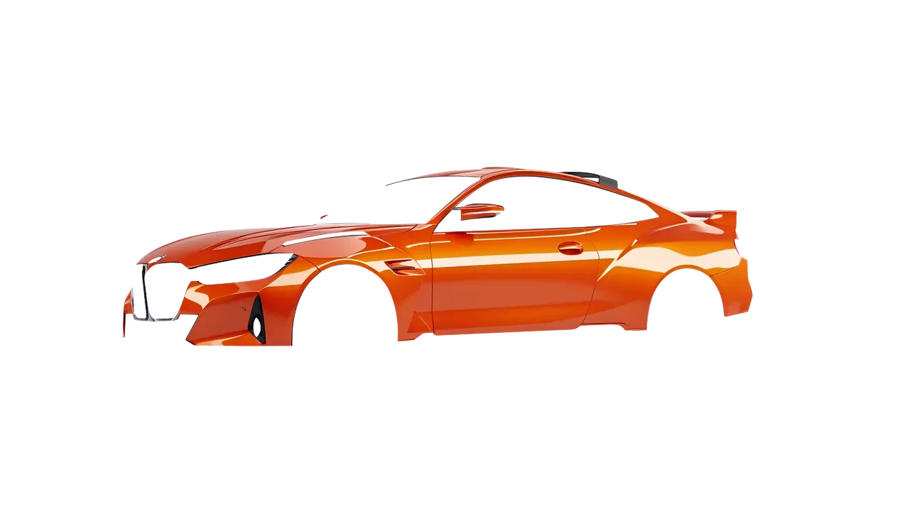 BMW 3.0 CSL 2023 wrapped in Fiery Orange (3M G364), front three-quarter view