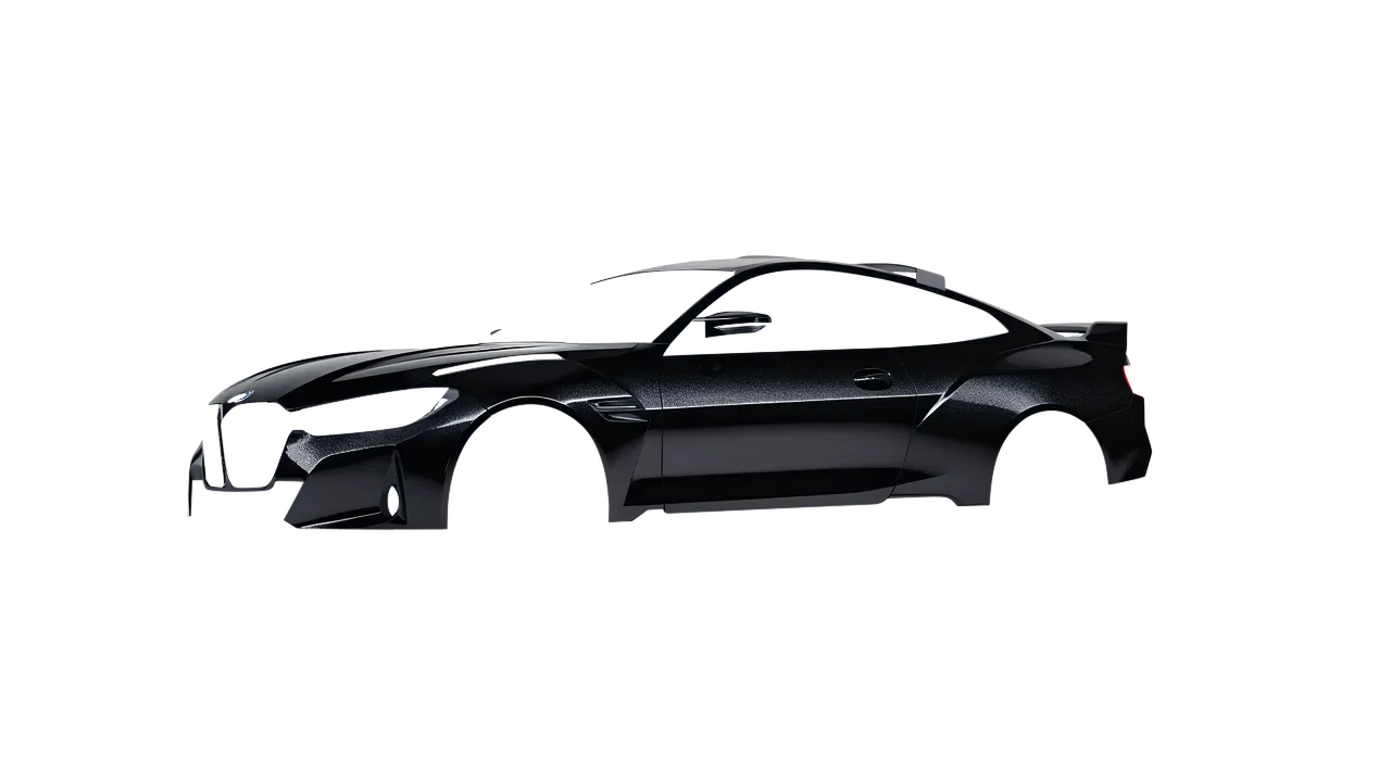 BMW 3.0 CSL 2023 wrapped in Mystery Black (Avery Dennison SW900-184-M), front three-quarter view