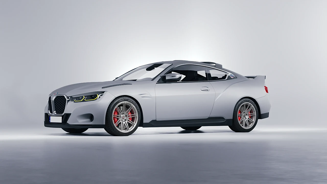 BMW 3.0 CSL 2023 on HRE Performance Wheels 301M forged wheels, front three-quarter view